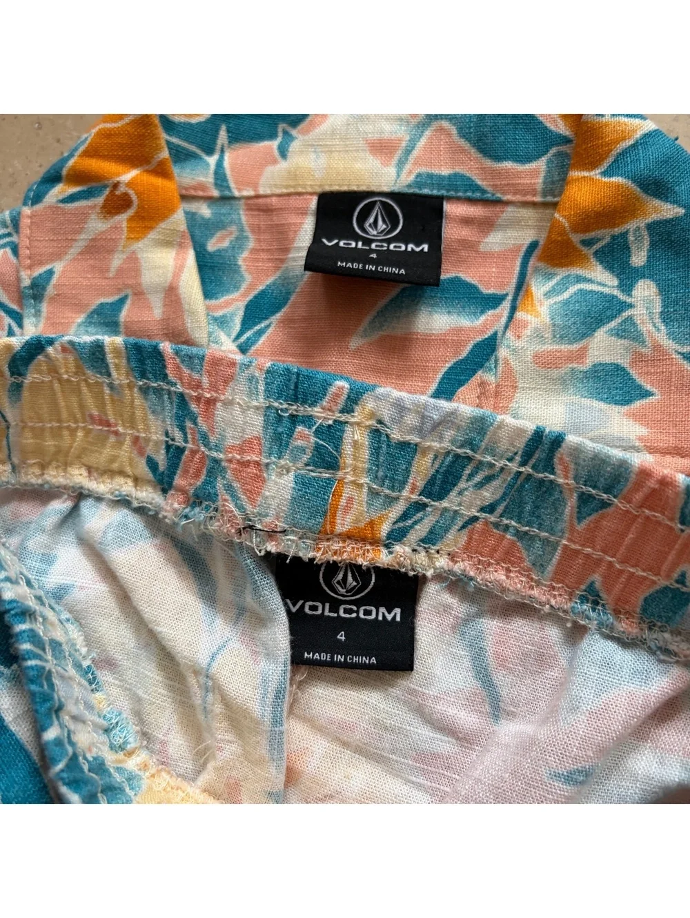 Volcom Leaf Pit Floral Short Sleeve Shirt Shorts Matching Set Resortwear 4 NWT
